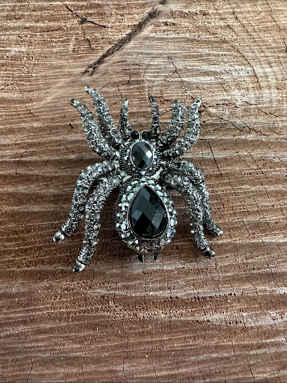 Pier 1 Gunmetal and Black Spider Brooch